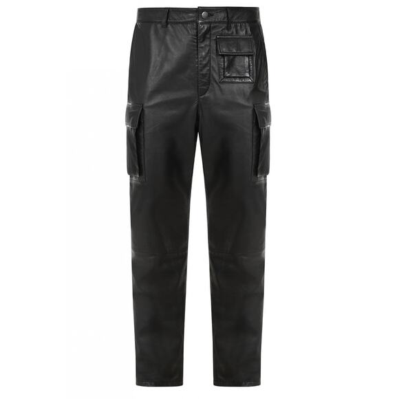 Muubaa Thor Black Sheep Leather Utility Cargo Pants Mens 32